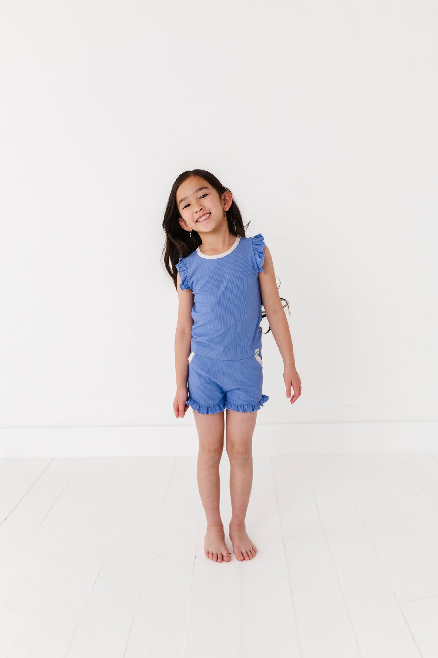 PERIWINKLE | Ruffle Tee + Shorts RIB SET