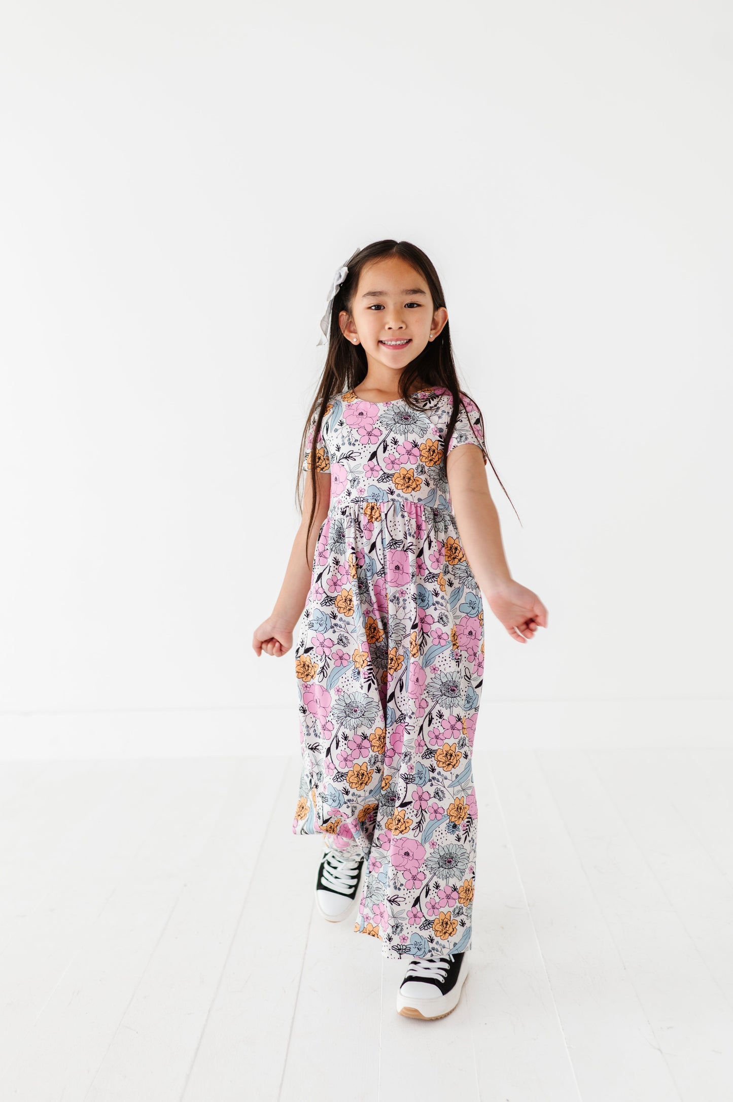Vintage Sketchy Floral Romper