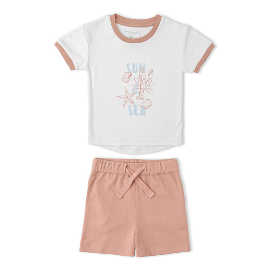 Organic Graphic Tee & Shorts Set - Beach Day
