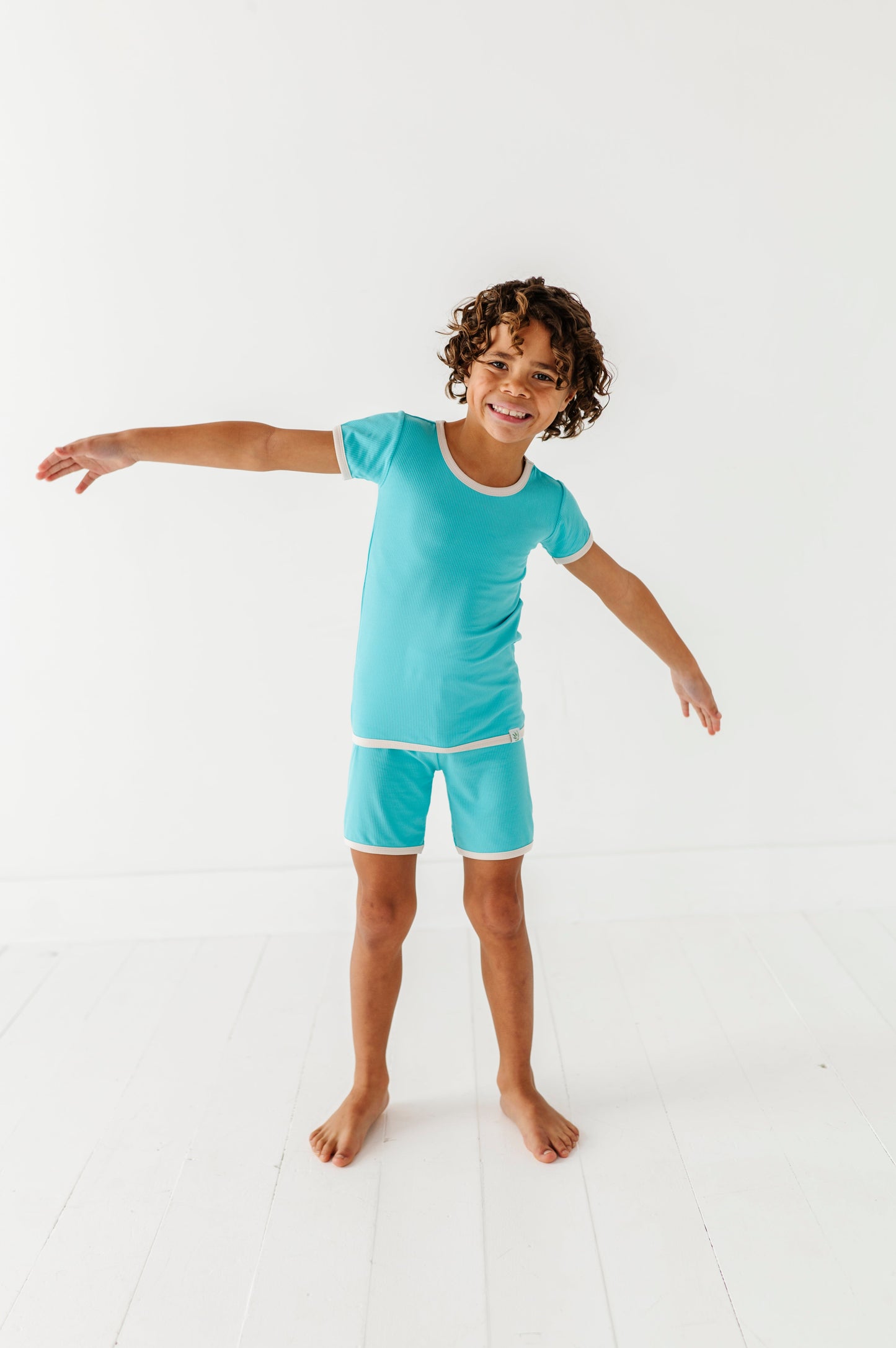 TURQUOISE | Tee + Biker Shorts RIB SET