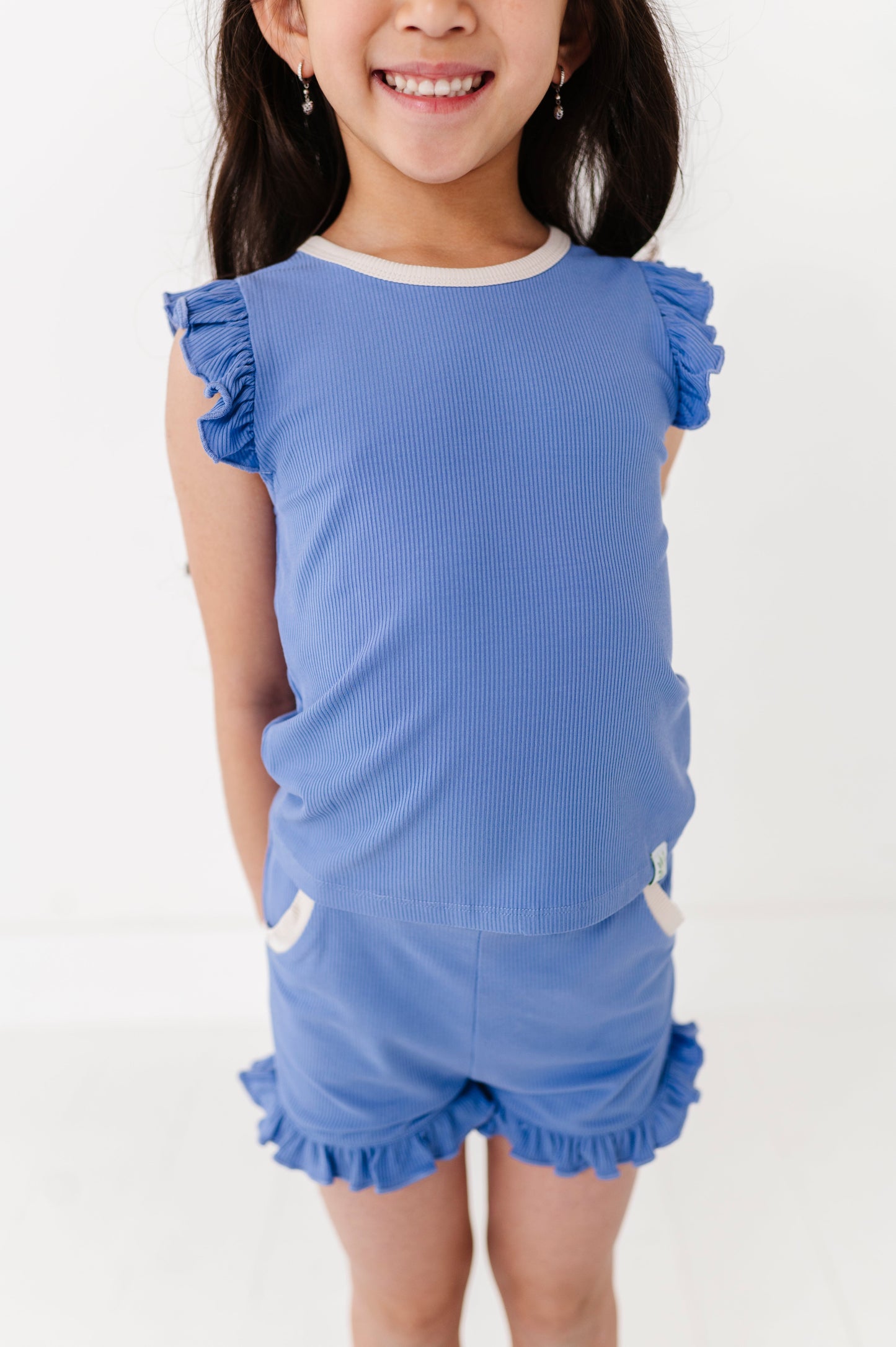 PERIWINKLE | Ruffle Tee + Shorts RIB SET