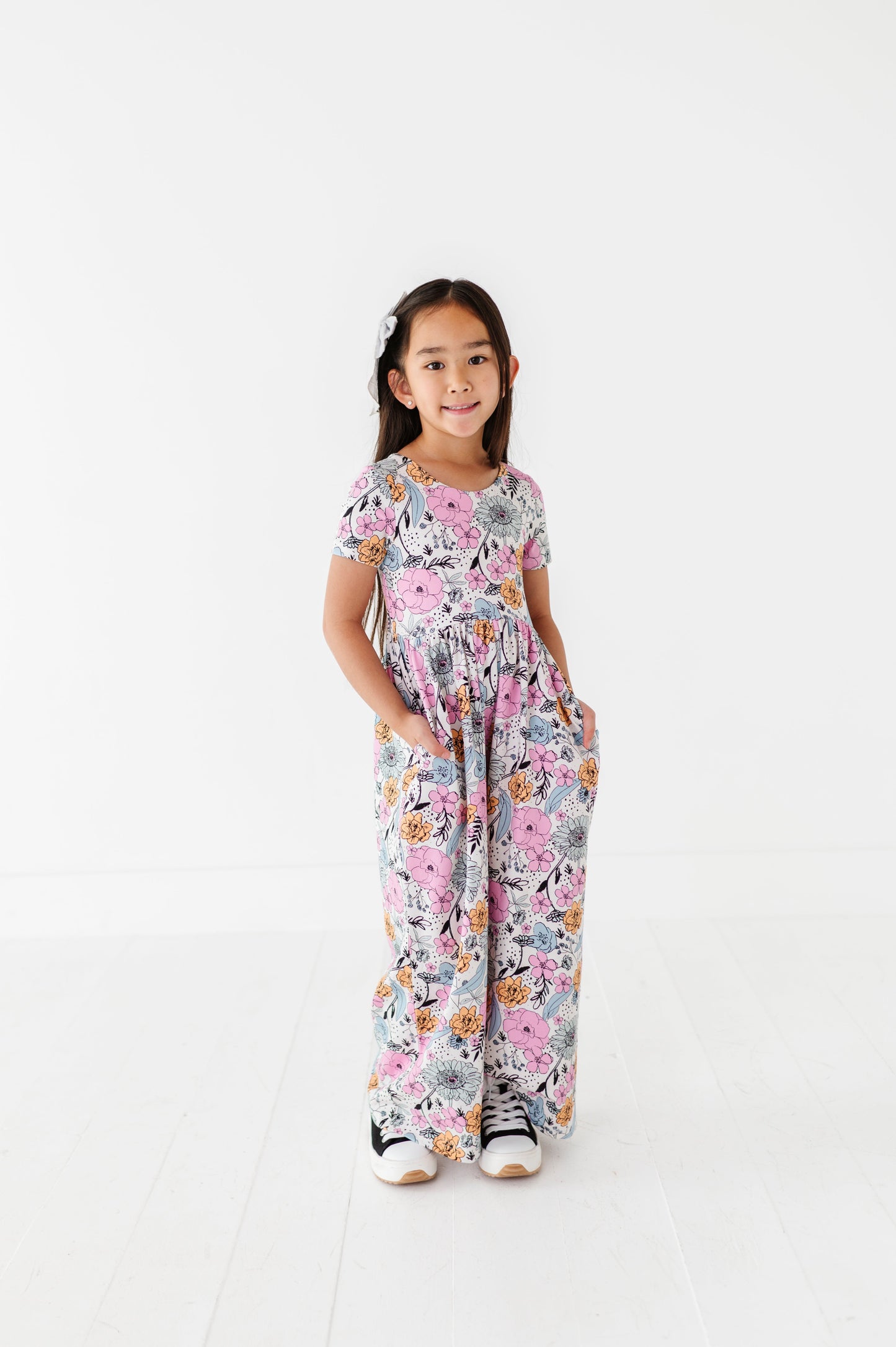 Vintage Sketchy Floral Romper