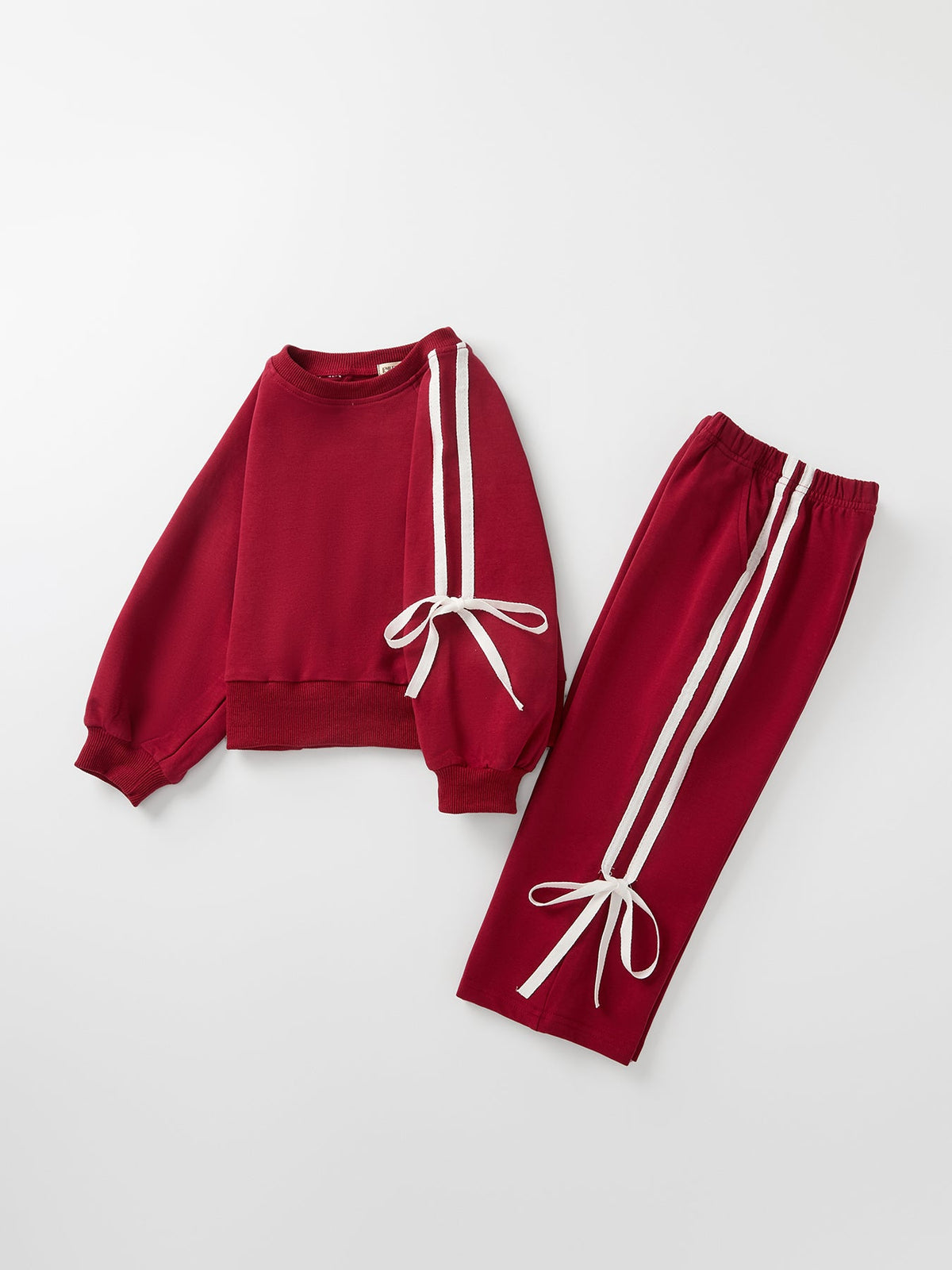 Girls Bow Trim Sweatshirt and Pants Set