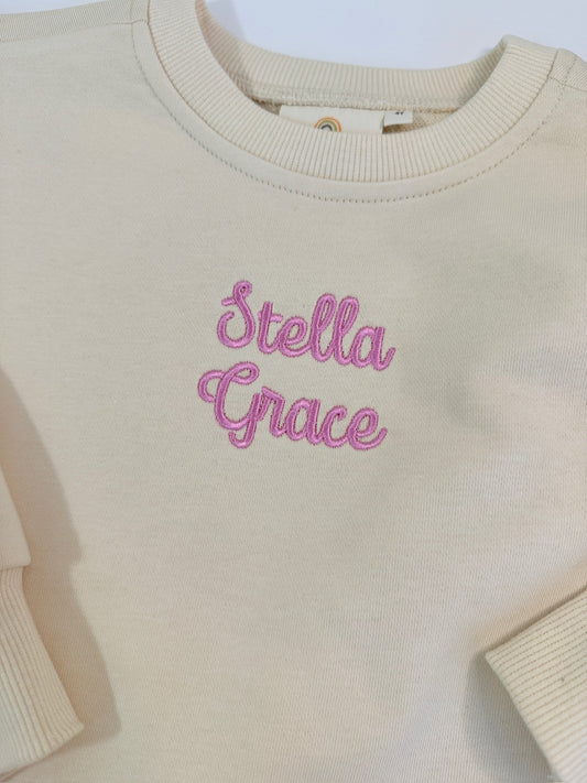 Custom Embroidered Scalloped Set - Cream