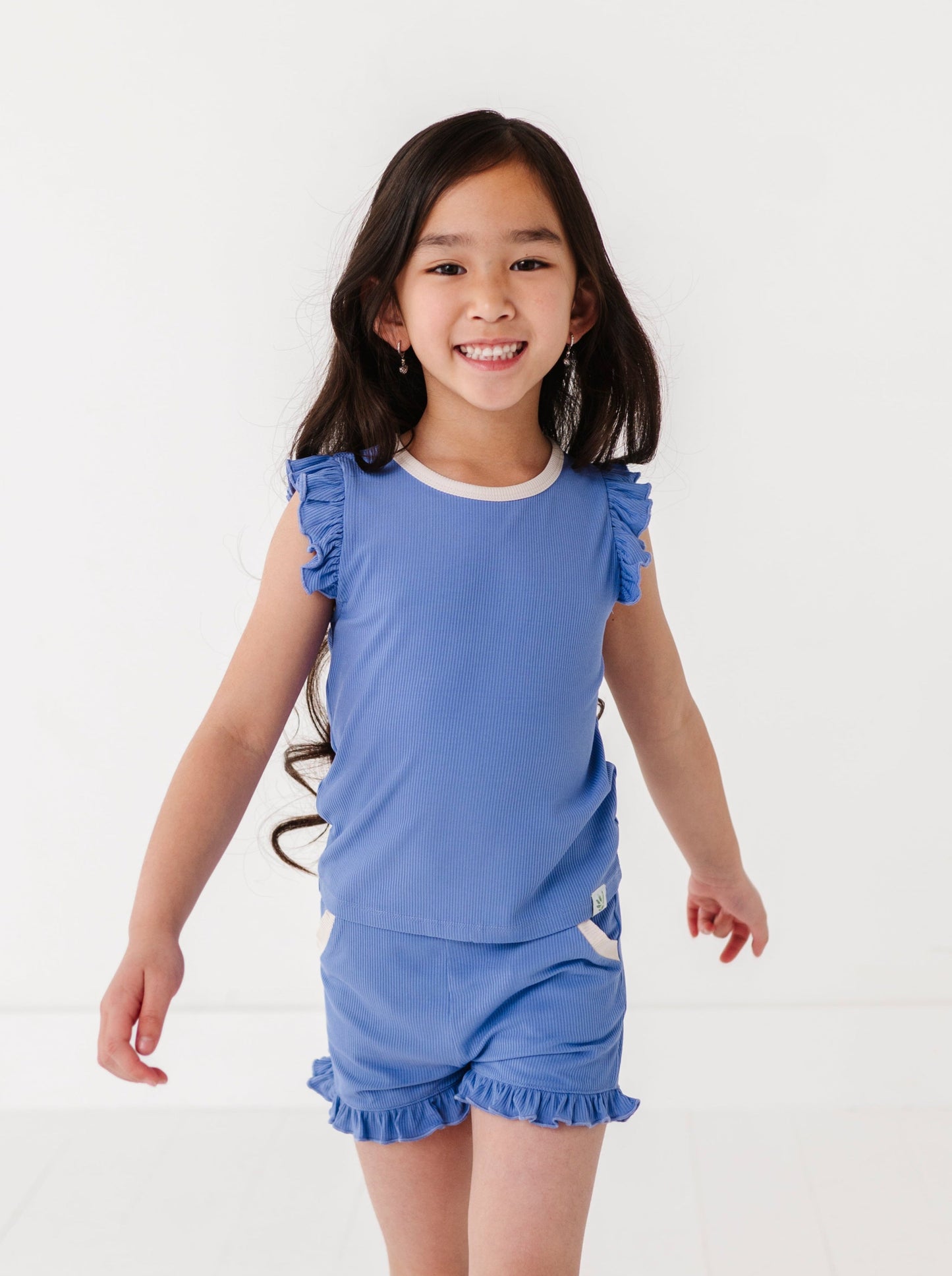PERIWINKLE | Ruffle Tee + Shorts RIB SET