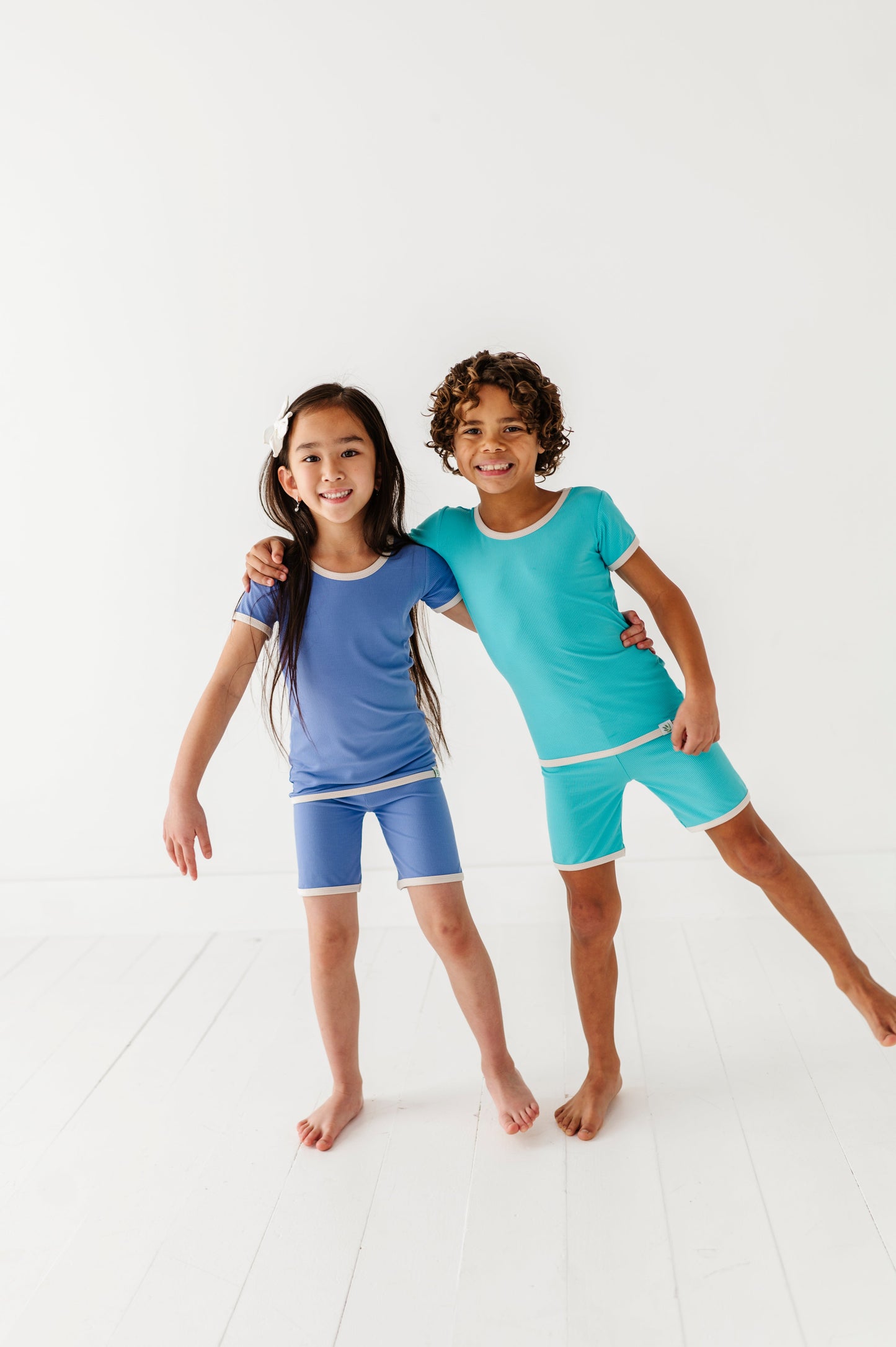 TURQUOISE | Tee + Biker Shorts RIB SET