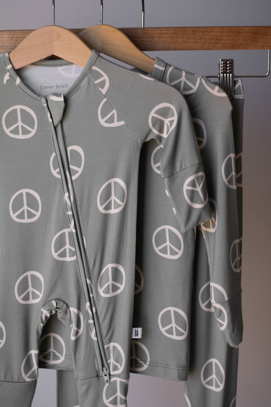 Bamboo Zip Pajamas | Peace