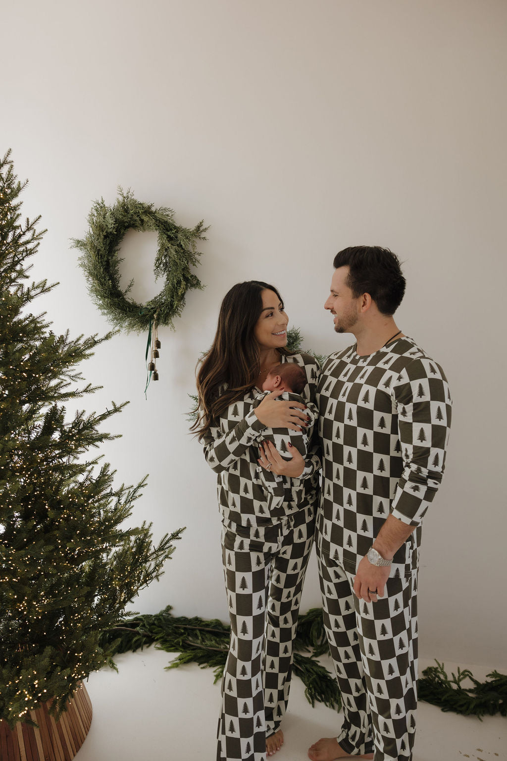 Men's Bamboo Pajamas | Christmas Tree Checkerboard