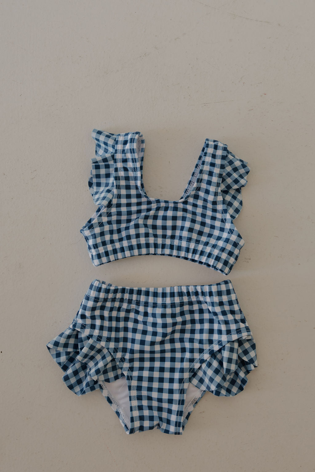Girls Two Piece Swimsuit | Blue Gingham