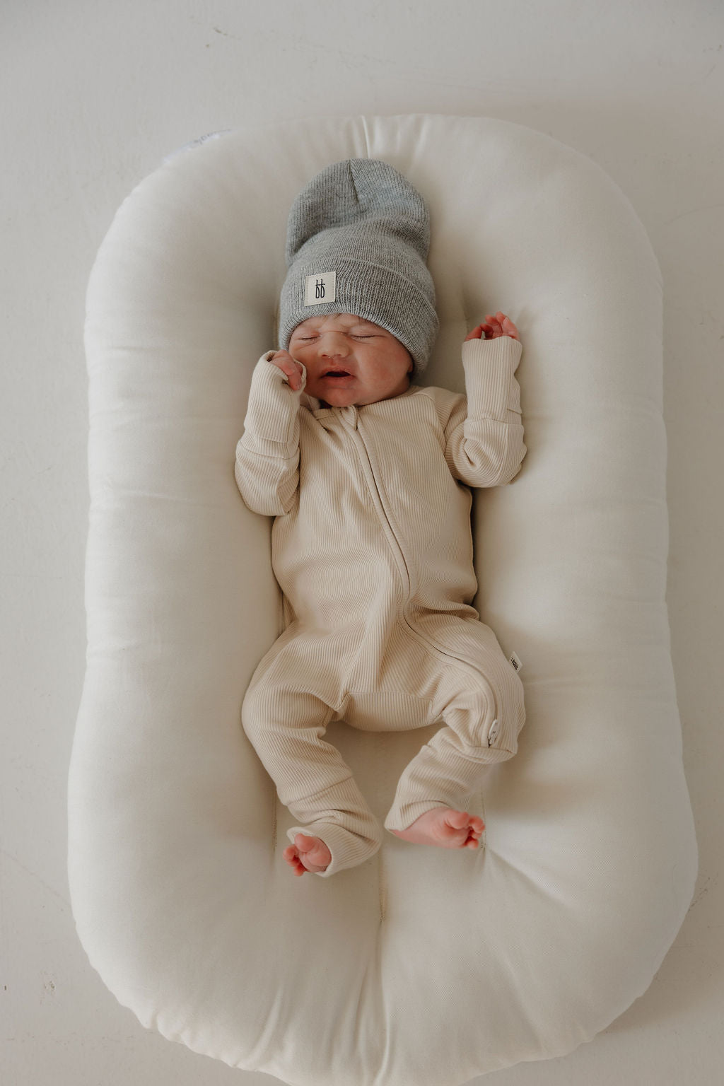 Bamboo Zip Pajamas | Ribbed Cream