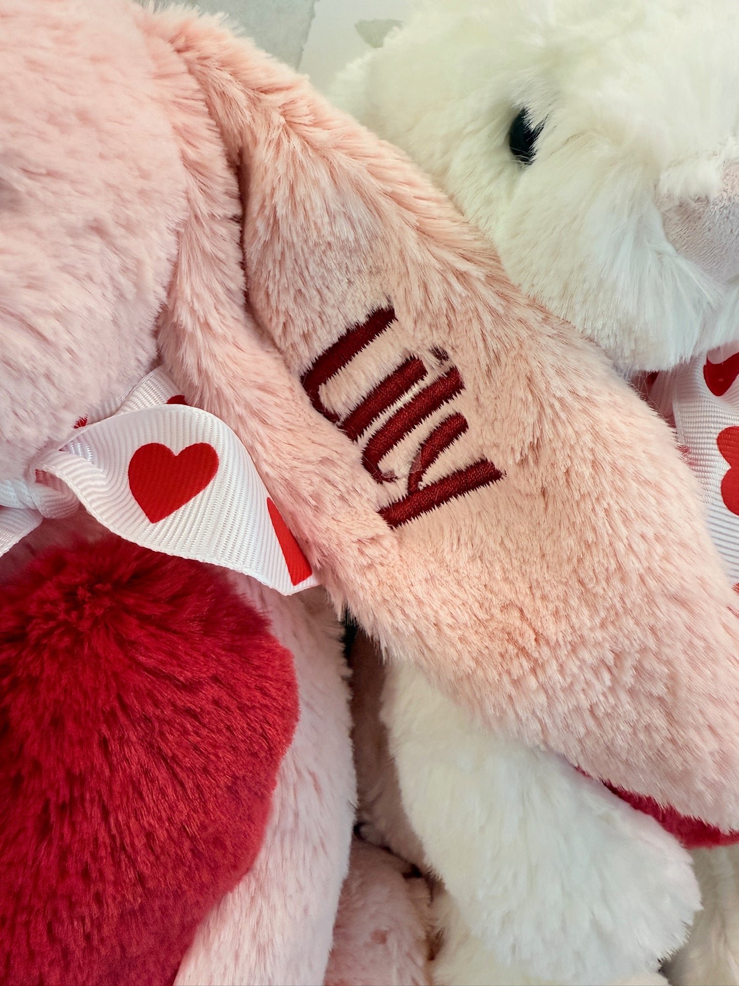 Custom Embroidered Valentine's Plush Bunny