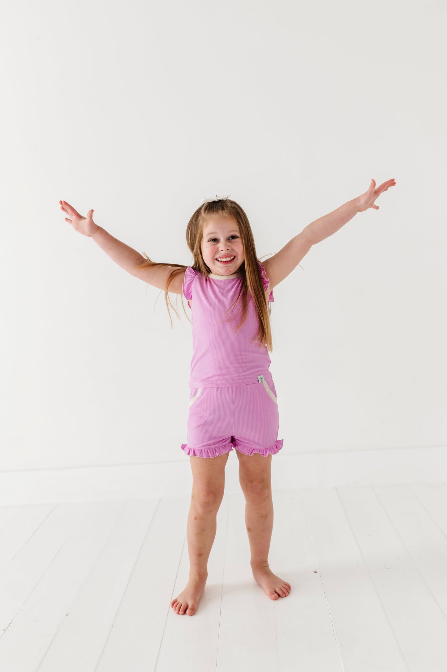 LAVENDER | Ruffle Tee + Shorts RIB SET