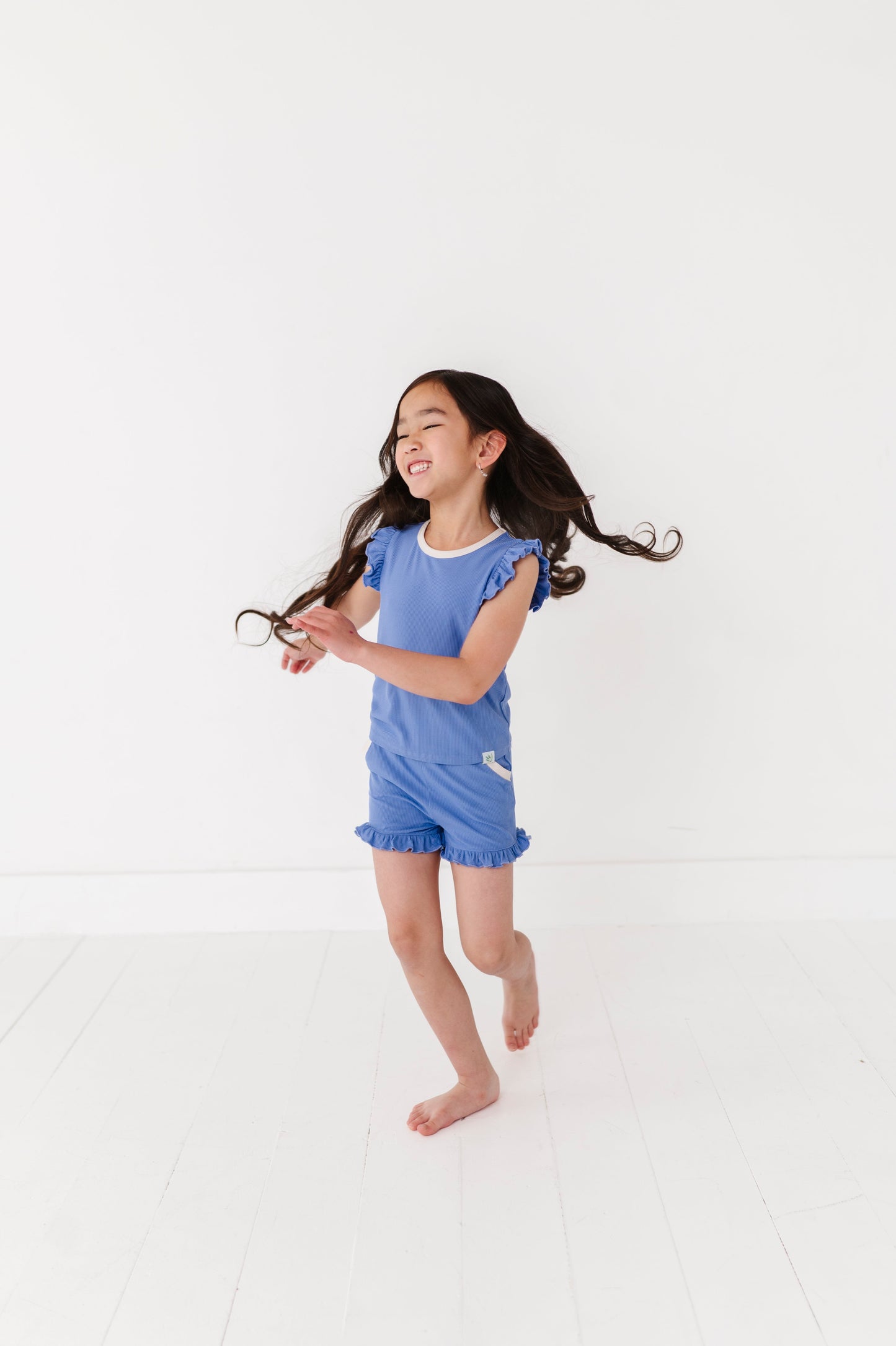 PERIWINKLE | Ruffle Tee + Shorts RIB SET