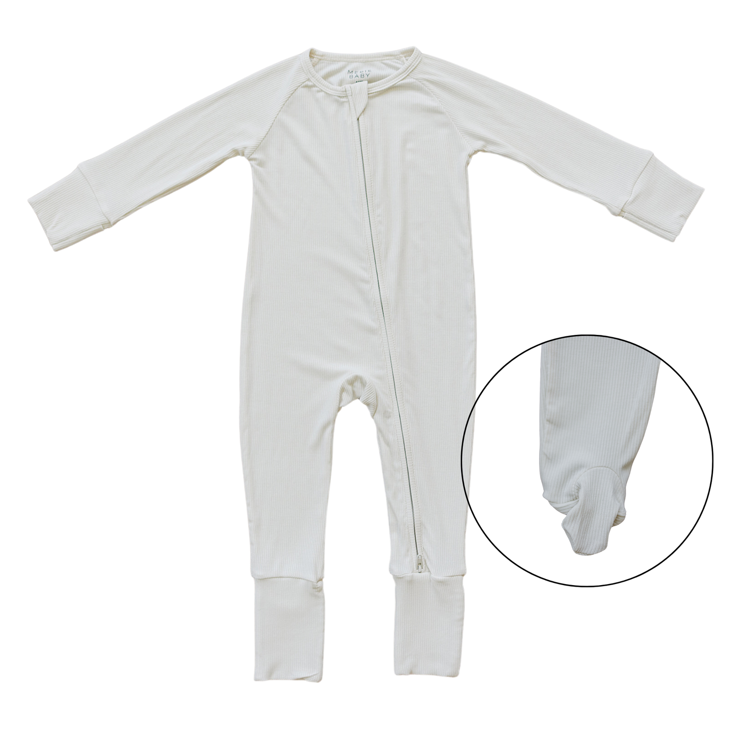 Cream Ribbed Bamboo Zipper - Little Joy Co.