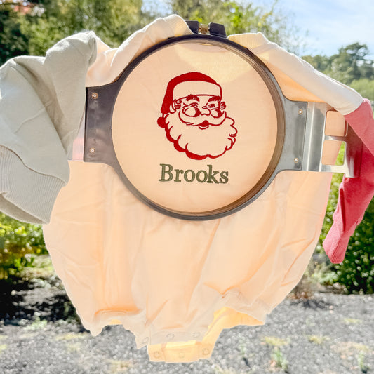 Custom Embroidered Christmas Colorblock Sweatshirt or Romper - Vintage Santa