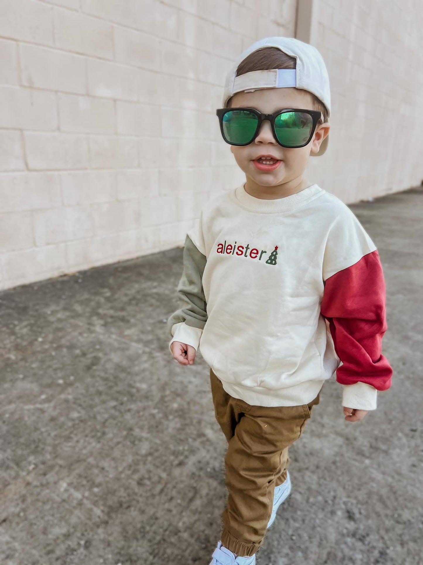 CHRISTMAS PREORDER Blank Christmas Colorblock Crewneck Sweatshirt