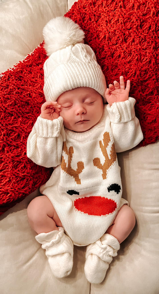 Reindeer Knit Sweater Romper
