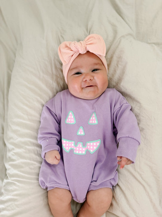 Pastel Gingham Jack-o-Lantern Crewneck Sweatshirt or Romper