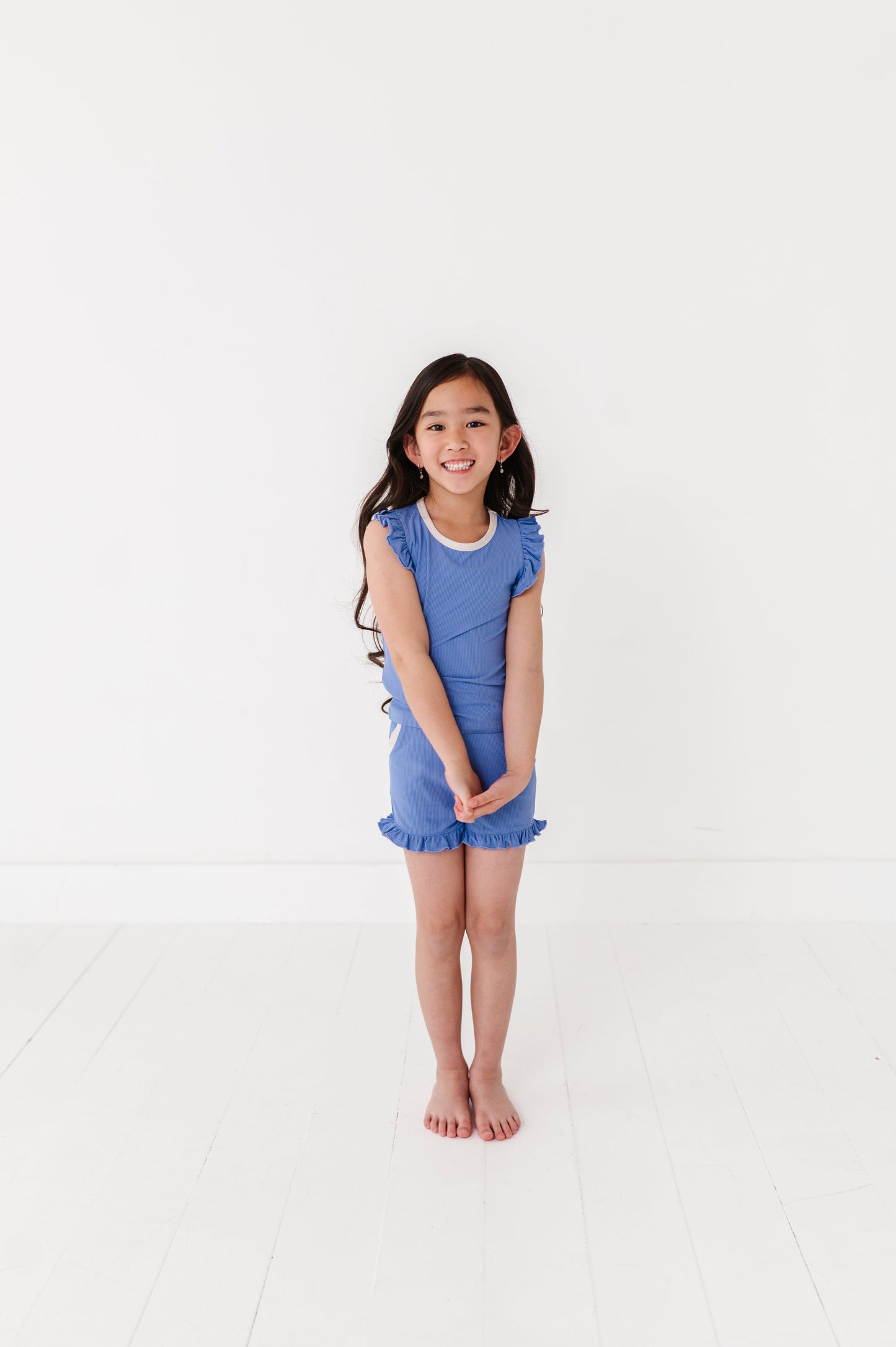 PERIWINKLE | Ruffle Tee + Shorts RIB SET