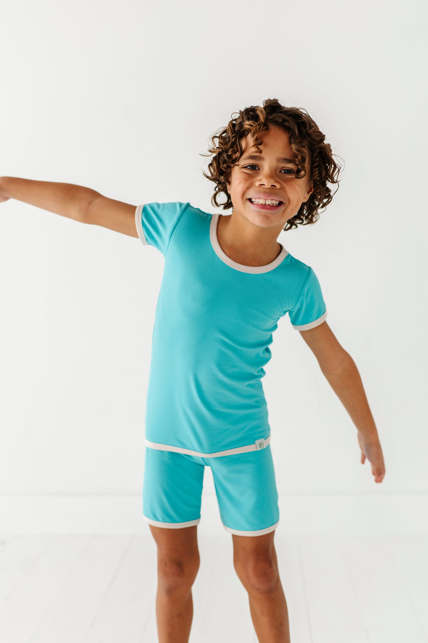 TURQUOISE | Tee + Biker Shorts RIB SET