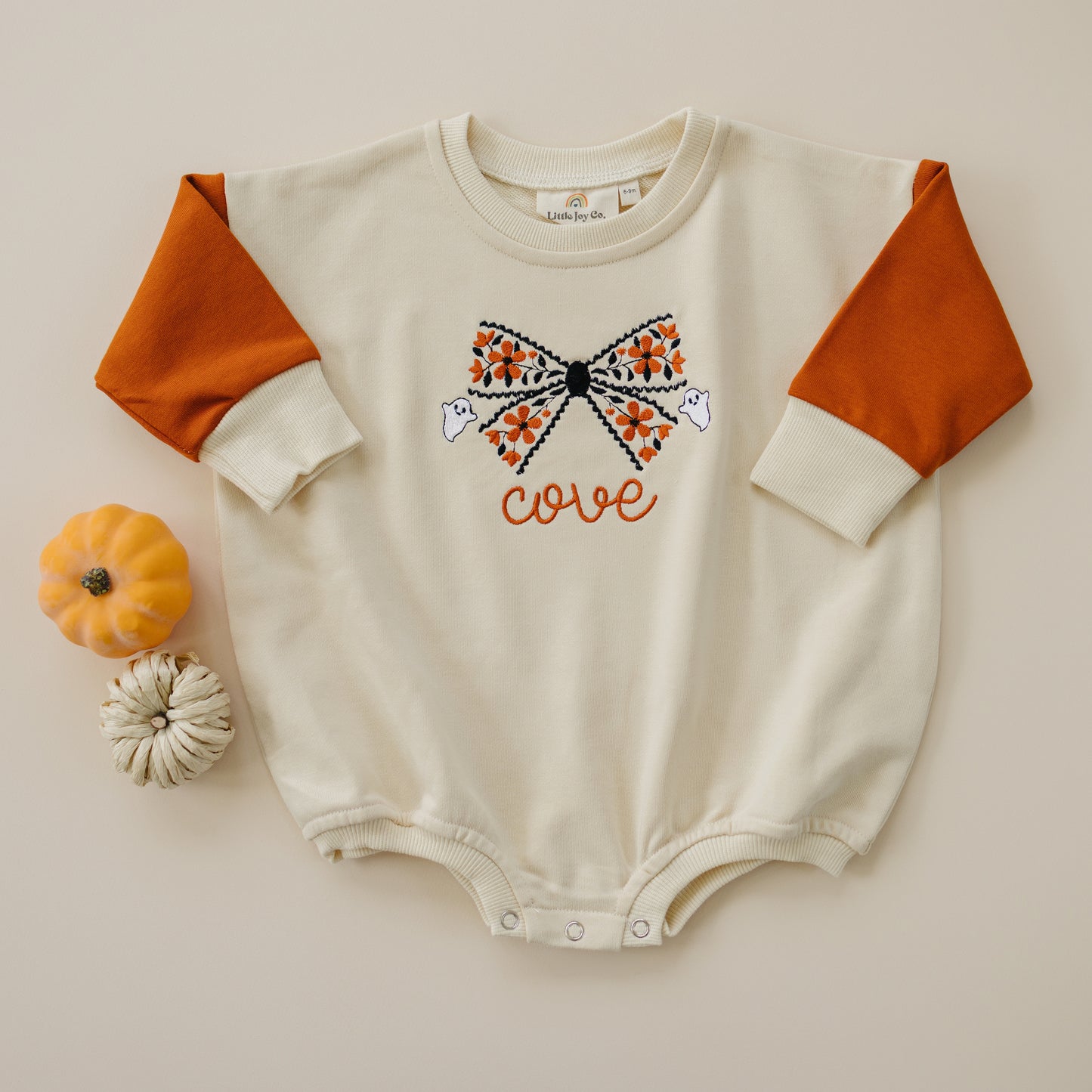 Custom Embroidered Orange Colorblock Crewneck Sweatshirt or Romper