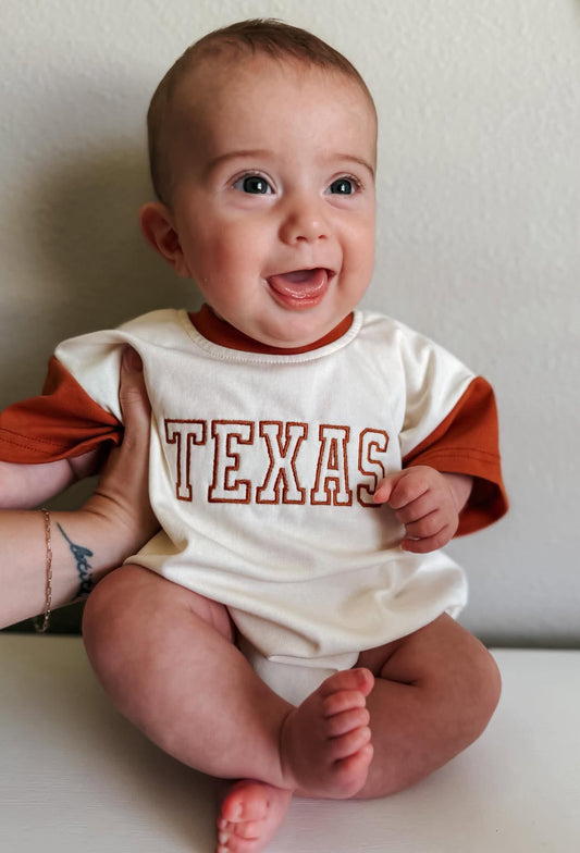 Custom Embroidered Orange & Cream Colorblock Oversized Tee or T-Shirt Romper