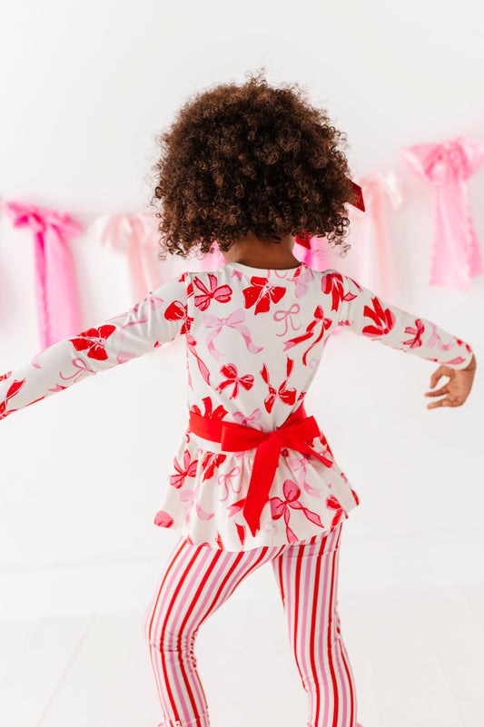 Blushing Bows Bamboo/Cotton Peplum Top