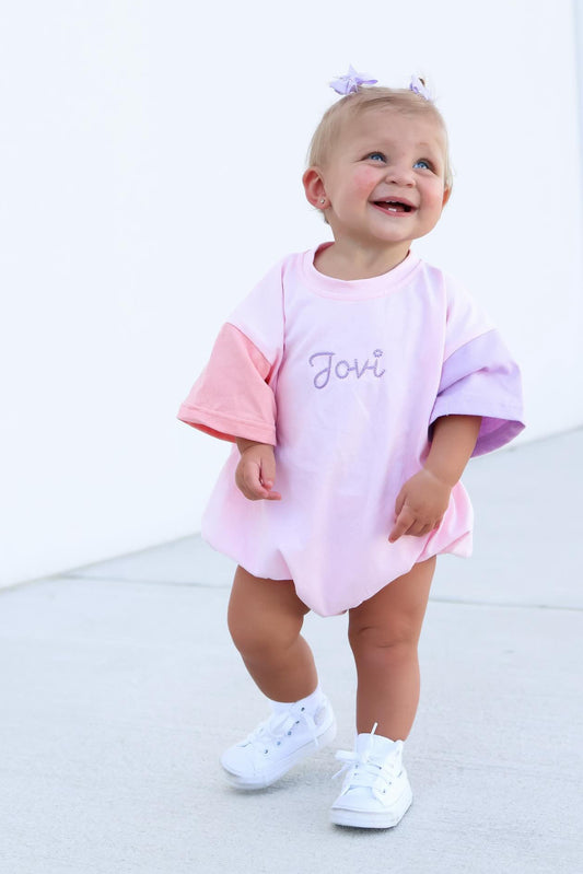 Custom Embroidered Colorblock T-Shirt Romper