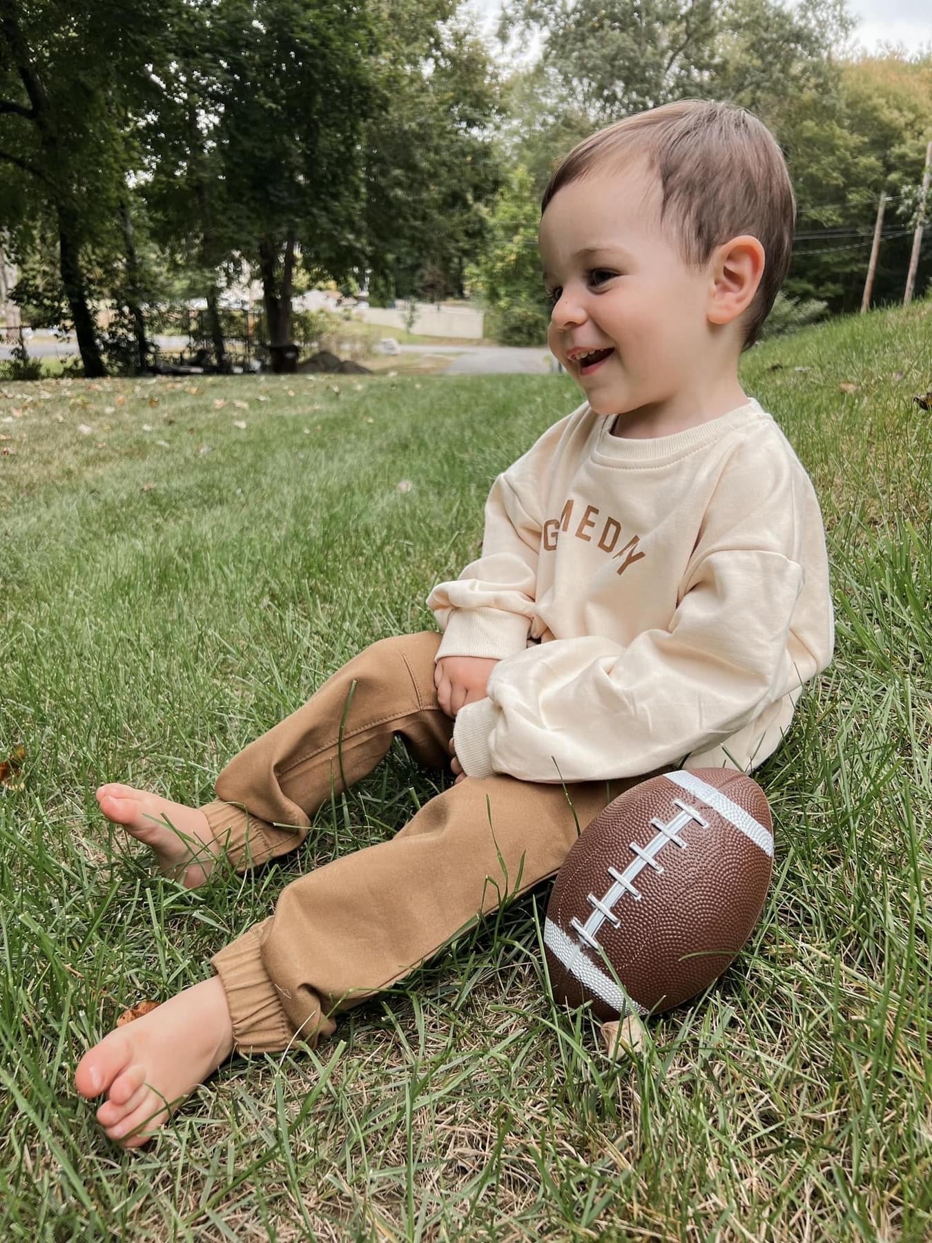 Cremefarbenes „Gameday“-Sweatshirt mit Rundhalsausschnitt