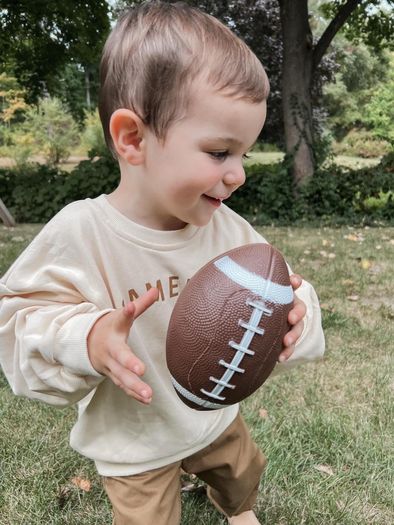 Cremefarbenes „Gameday“-Sweatshirt mit Rundhalsausschnitt