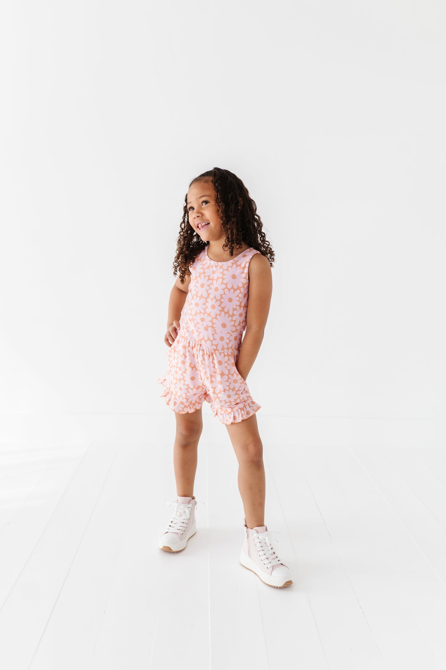 Coral Floral | Ruffle Romper
