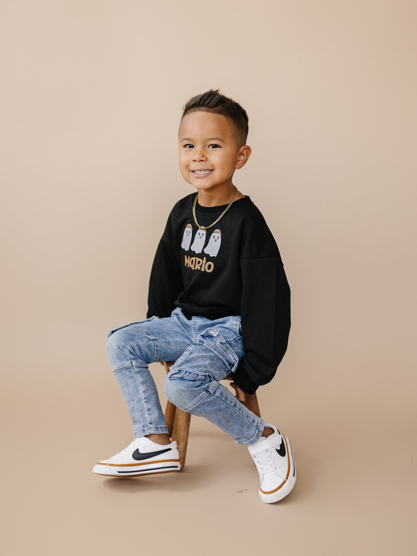 Custom Embroidered Black Halloween Sweatshirt, Tee or Bubble Romper - Ghosts
