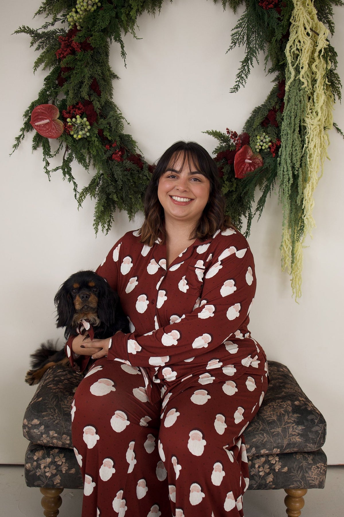 Women's Bamboo Button Up Lounge Set | Vintage Santa