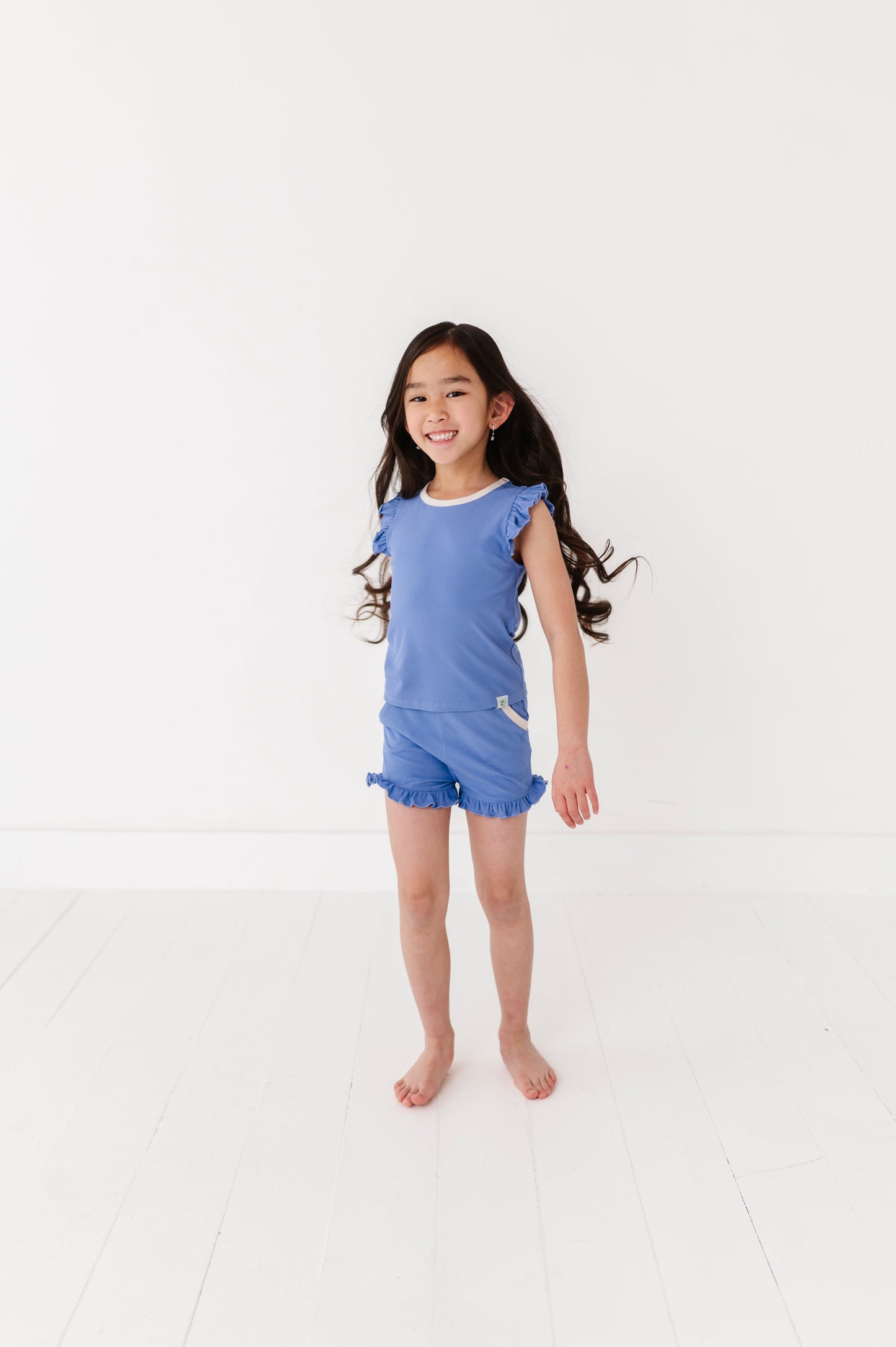 PERIWINKLE | Ruffle Tee + Shorts RIB SET