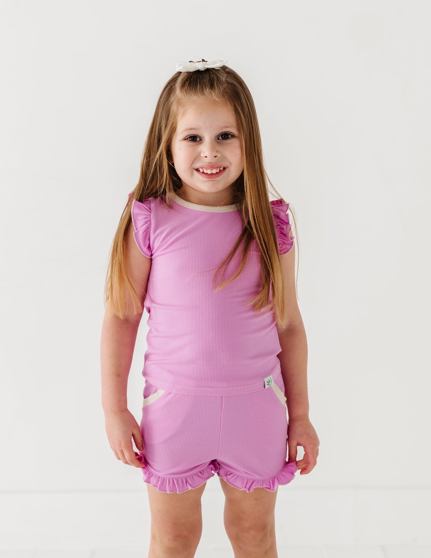LAVENDER | Ruffle Tee + Shorts RIB SET