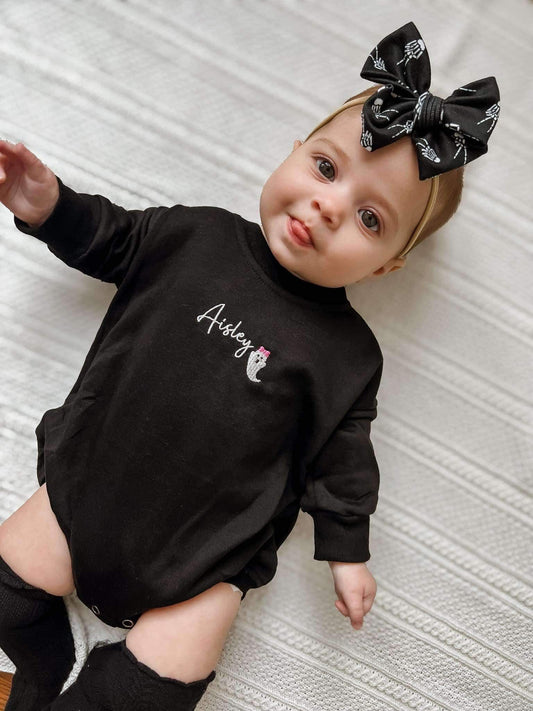Custom Embroidered Halloween Sweatshirt Romper