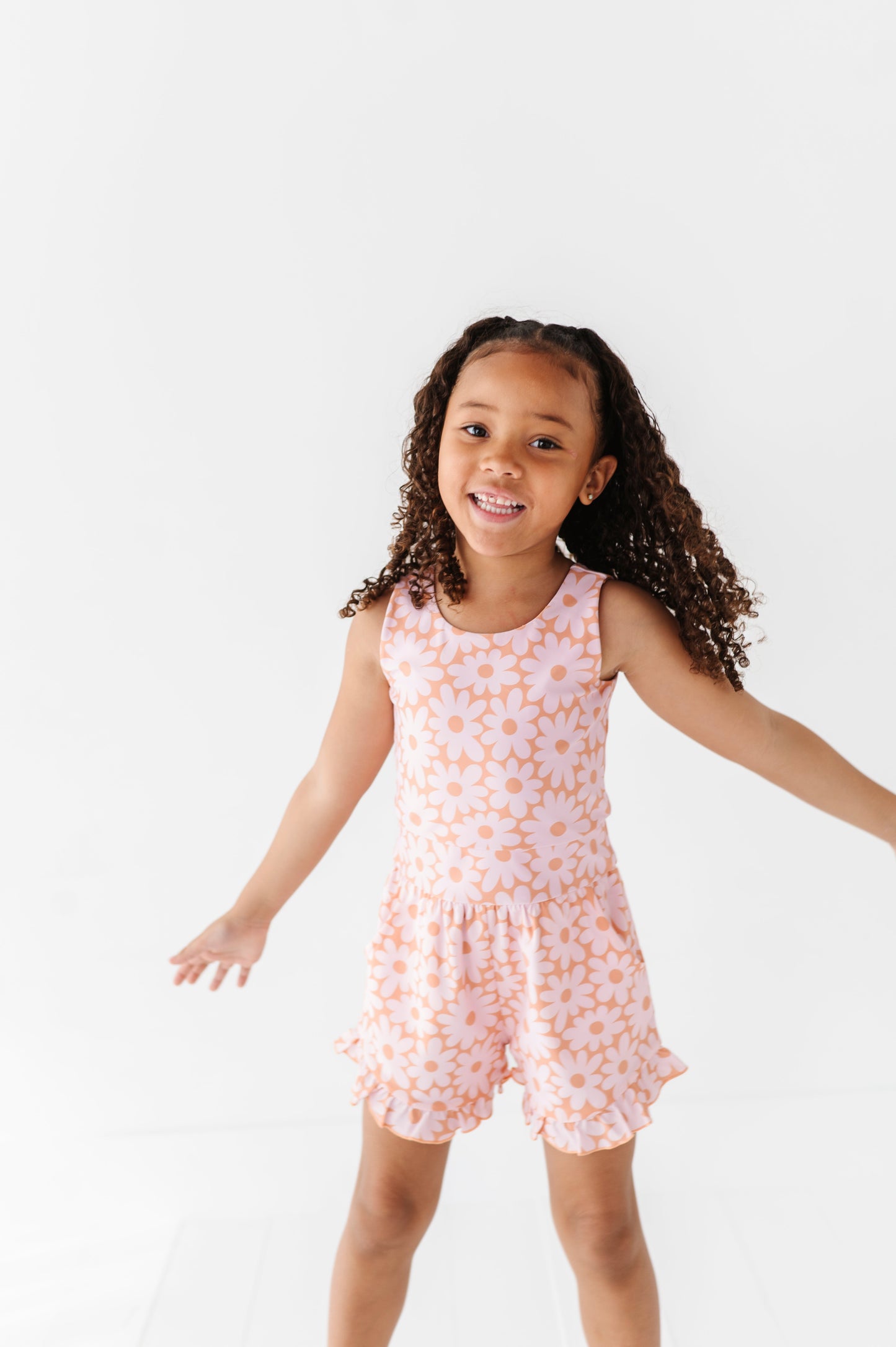 Coral Floral | Ruffle Romper