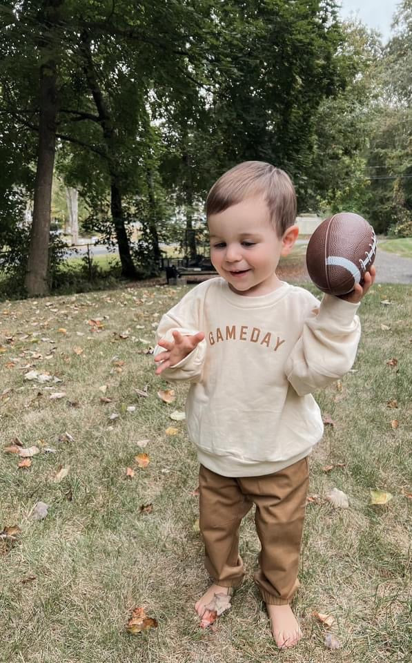 Cremefarbenes „Gameday“-Sweatshirt mit Rundhalsausschnitt