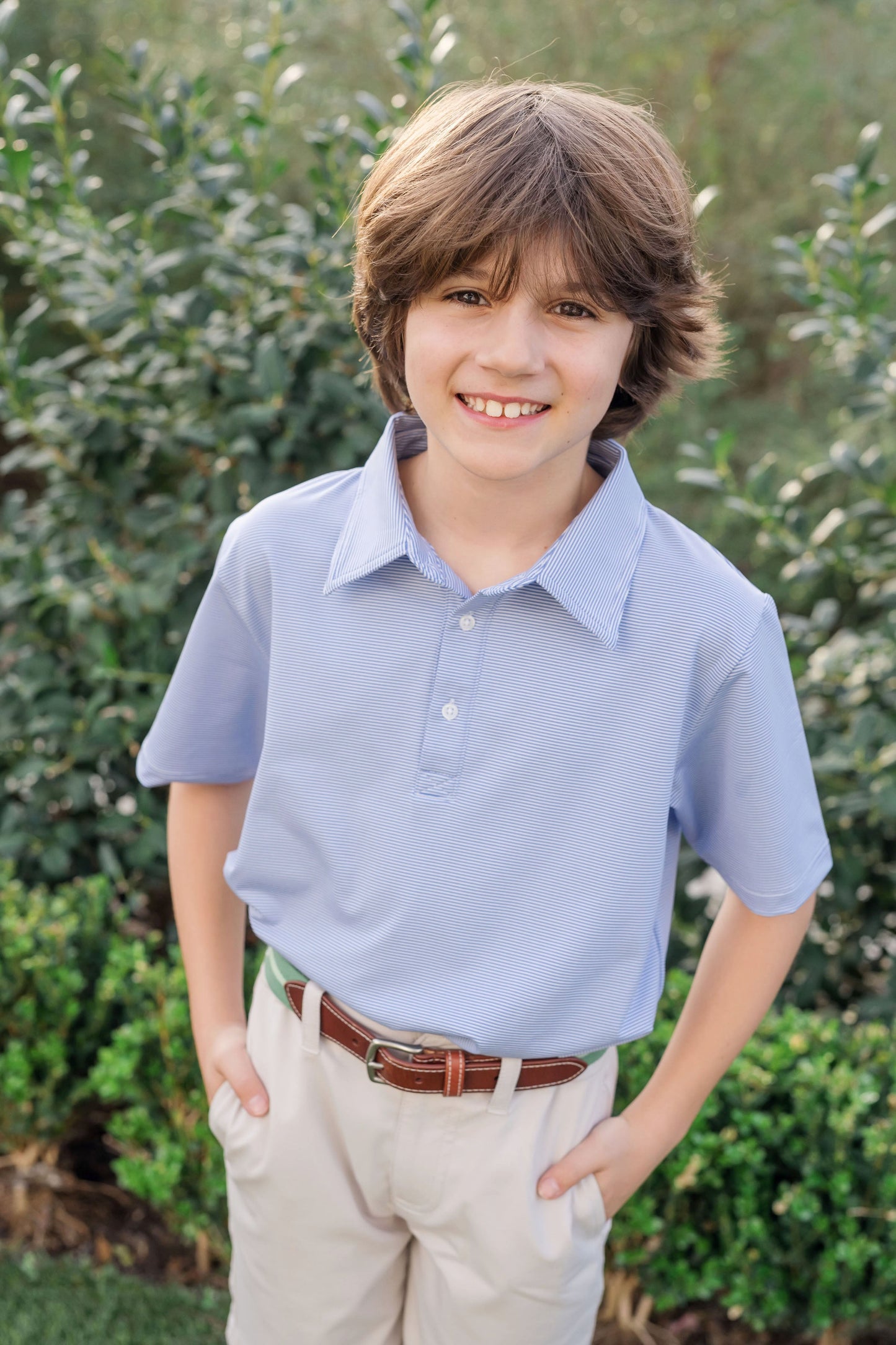 Will Boys' Performance Polo by LH Sport - Blue Stripes