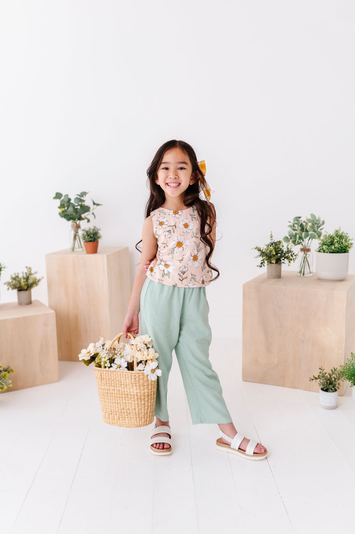 Peachy Peonies | Tie-Back + Crop Pants Set