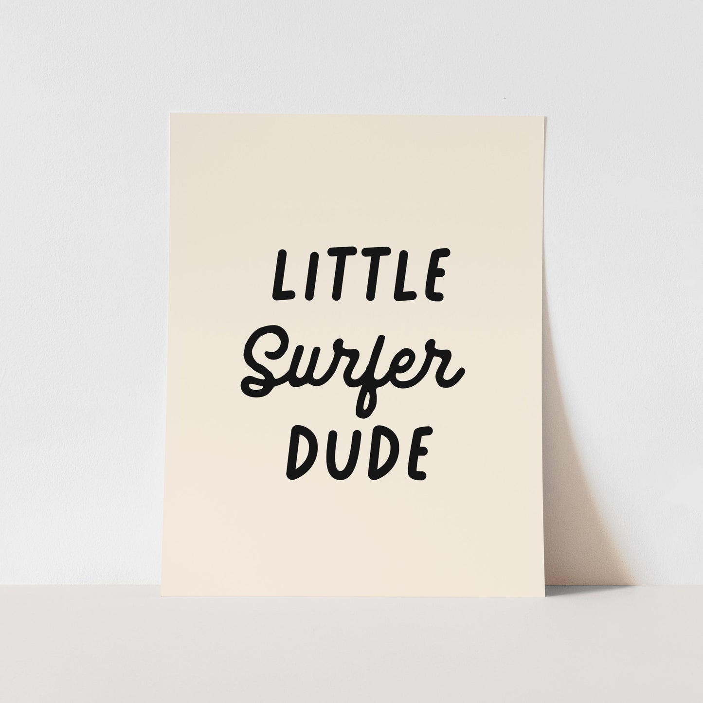 {Black} Little Surfer Dude Art Print