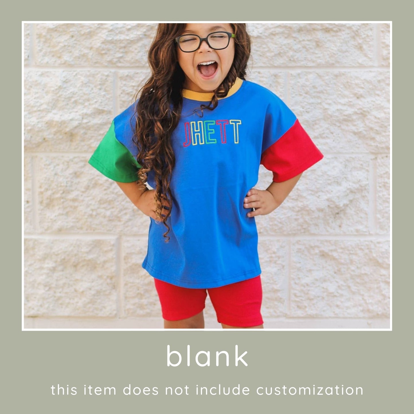 BLANK Colorblock T-Shirt Romper or Oversized Tee & Biker Set - 90s