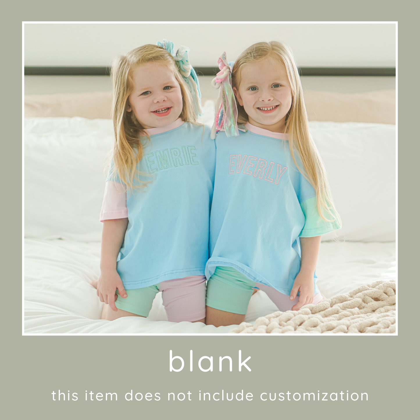 BLANK Colorblock T-Shirt Romper or Oversized Tee & Biker Set - Blue Pastel