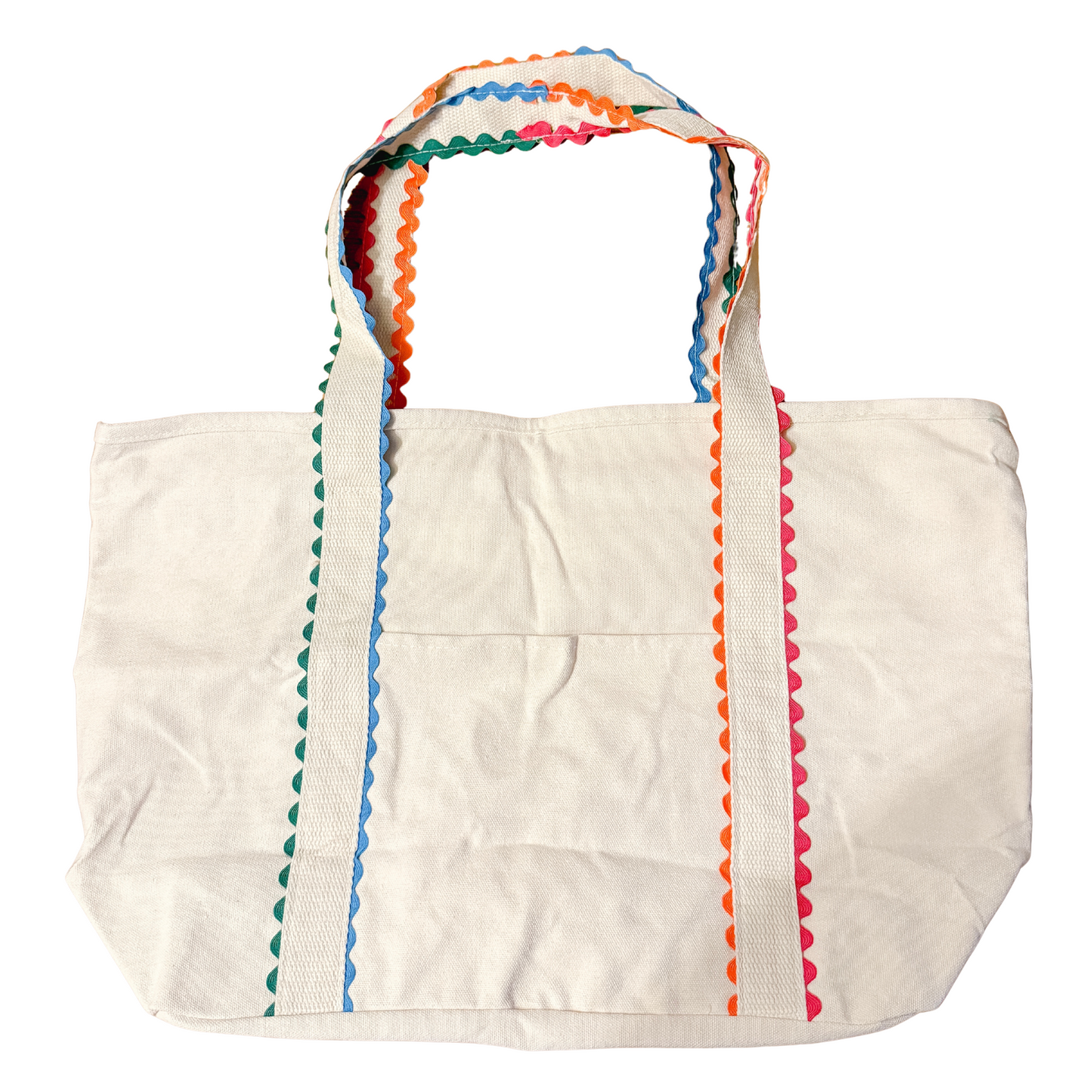 Blank Canvas Ric Rac Tote Bag with Zippered Pocket