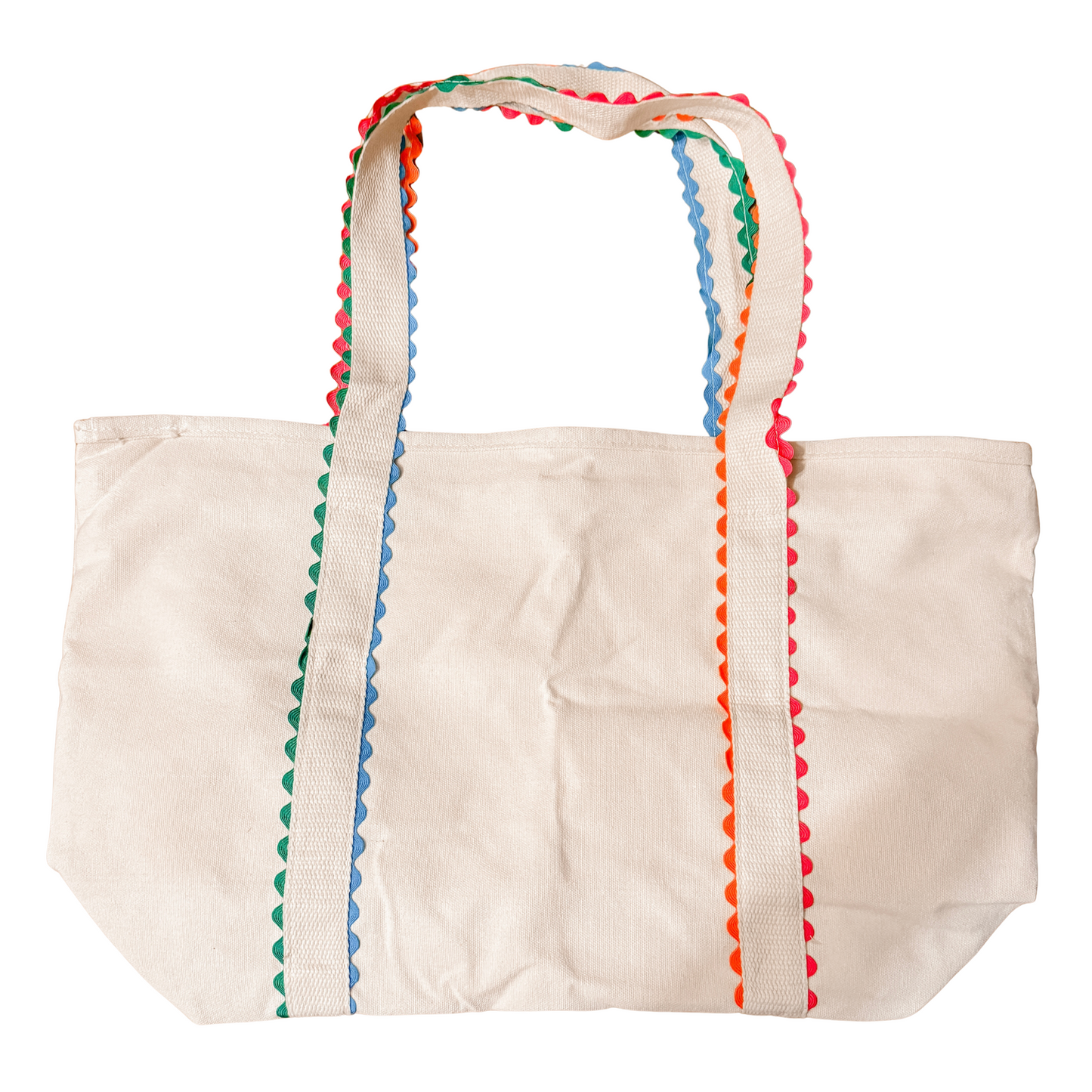 Blank Canvas Ric Rac Tote Bag with Zippered Pocket