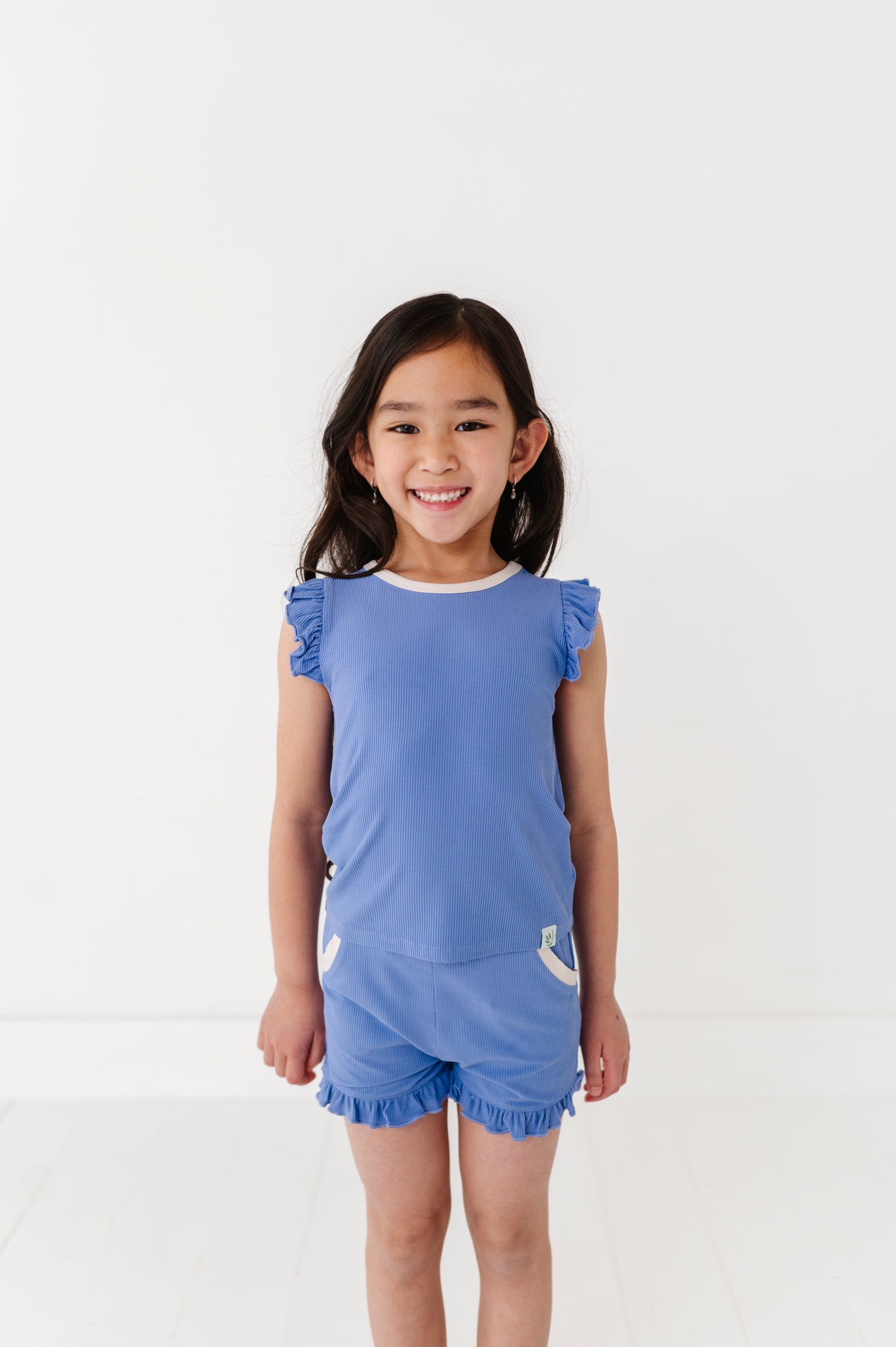 PERIWINKLE | Ruffle Tee + Shorts RIB SET