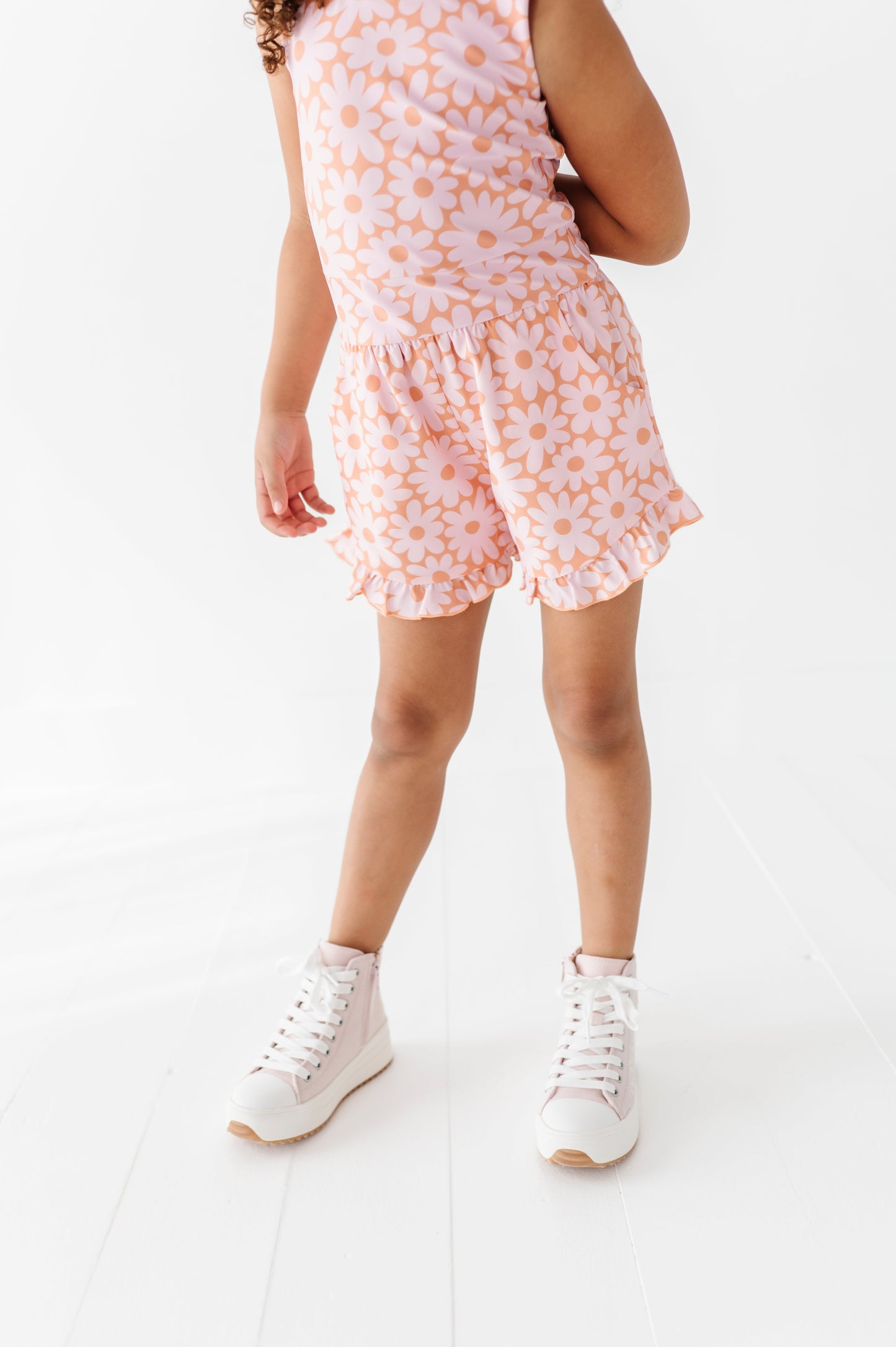 Coral Floral | Ruffle Romper
