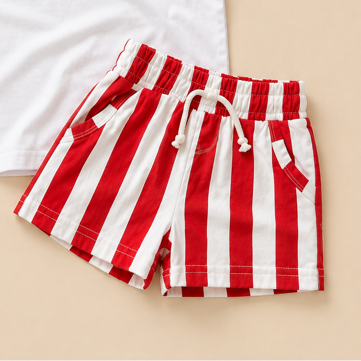 T-Shirt und Shorts aus Bambus mit Tasche und Flaggendruck