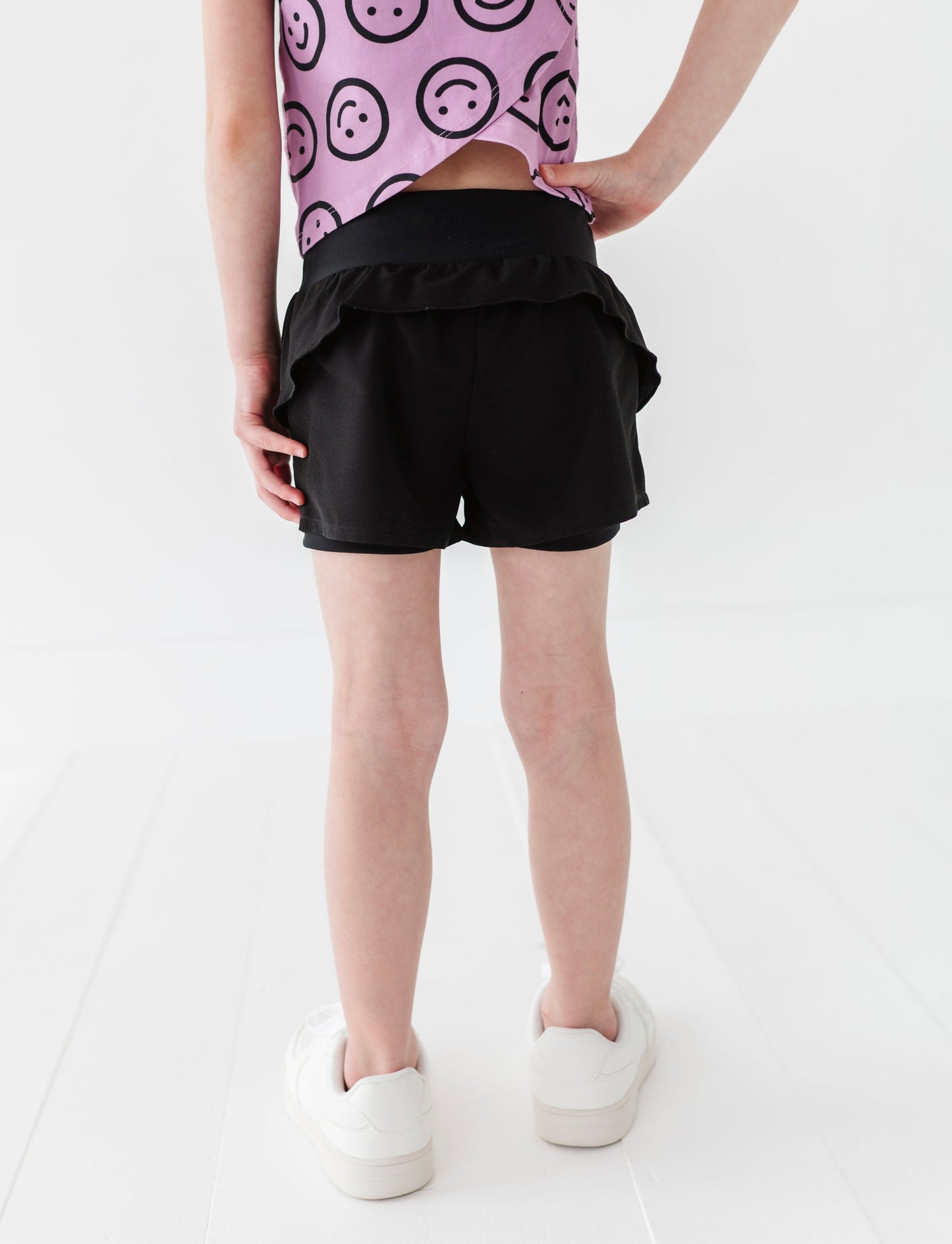 Black | Ruffle Bum Runner Shorts