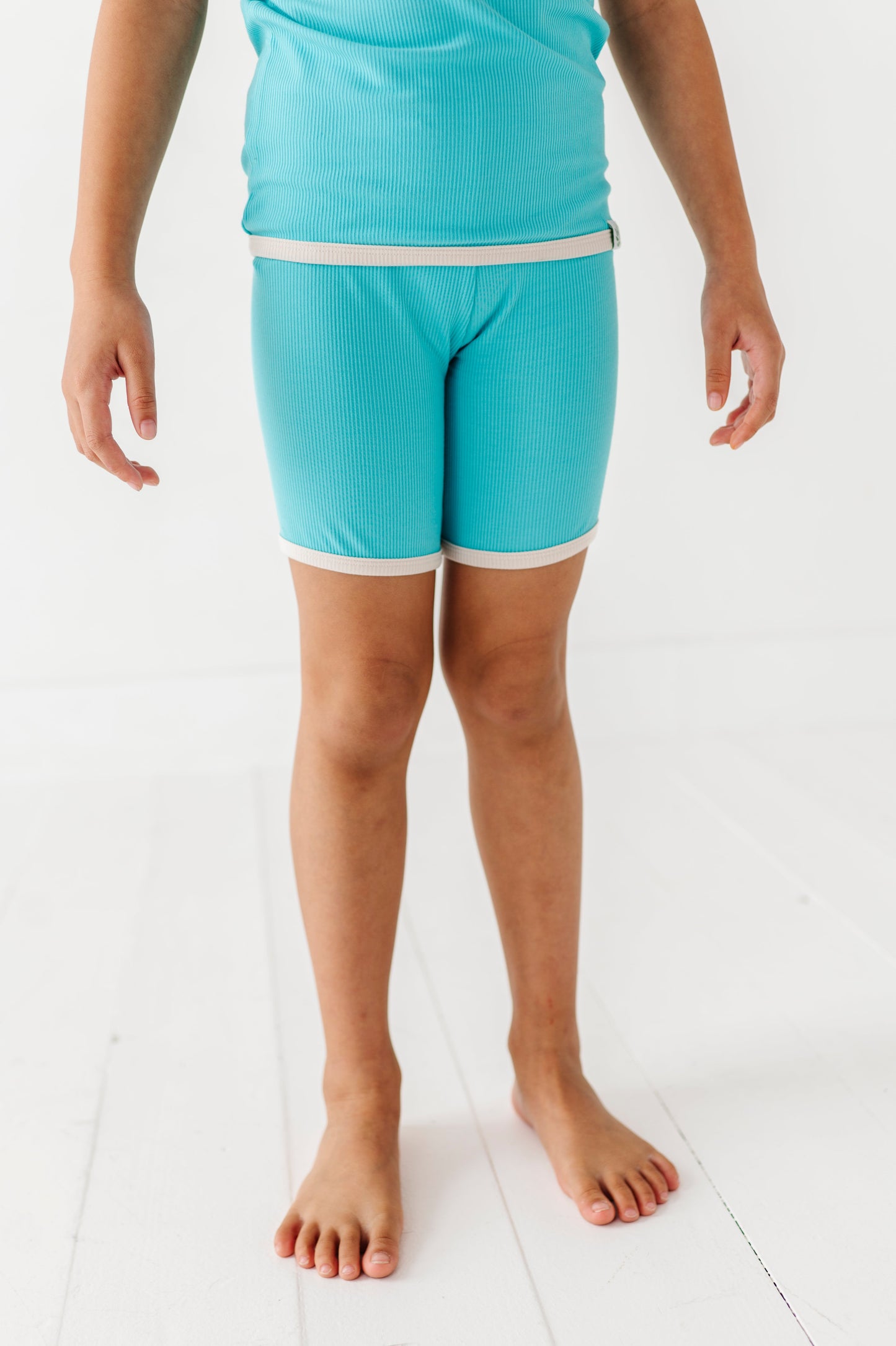 TURQUOISE | Tee + Biker Shorts RIB SET